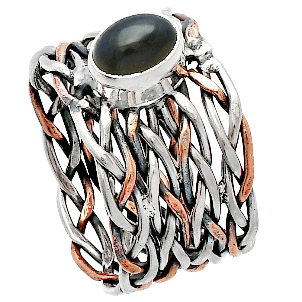 Two Tone - Natural Gray Moonstone Ring size-6.5 R-1589 SDR230029