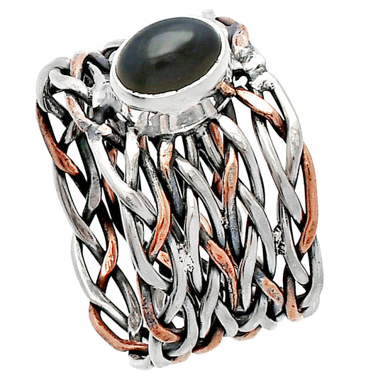 Two Tone - Natural Gray Moonstone Ring size-6.5 R-1589 SDR230029