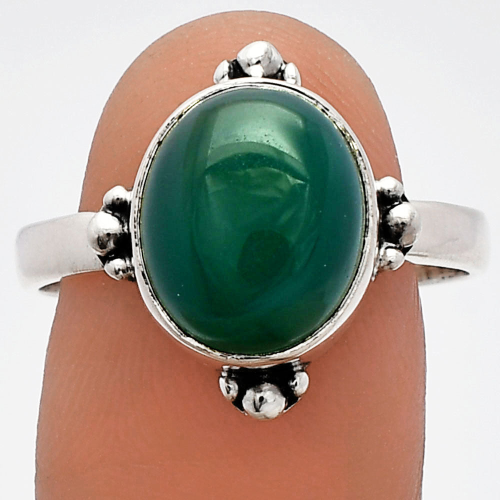 Natural Green Onyx Ring size-9.5 R-1119 SDR230060