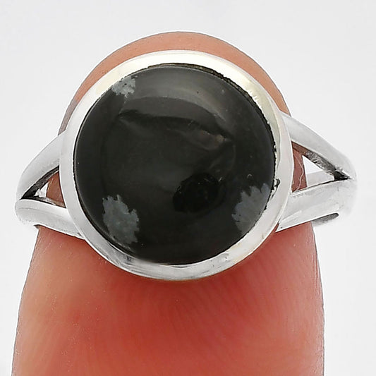 Natural Snow Flake Obsidian Ring size-7 R-1005 SDR230393