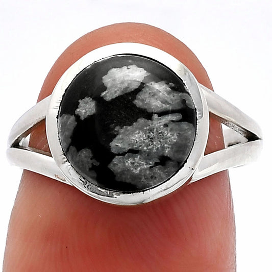 Natural Snow Flake Obsidian Ring size-7 R-1005 SDR230396