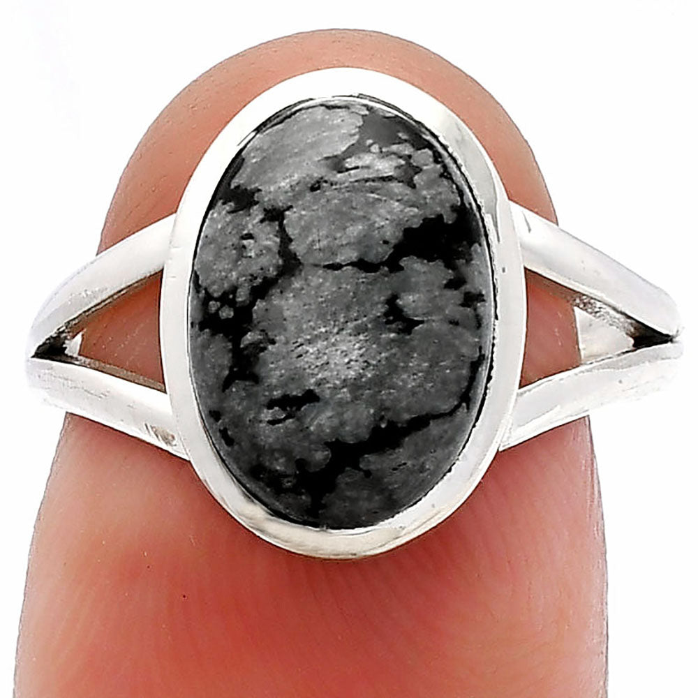 Natural Snow Flake Obsidian Ring size-7 R-1005 SDR230440