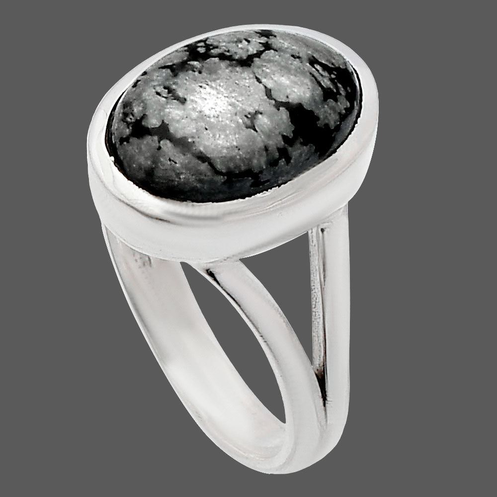 Natural Snow Flake Obsidian Ring size-7 R-1005 SDR230440