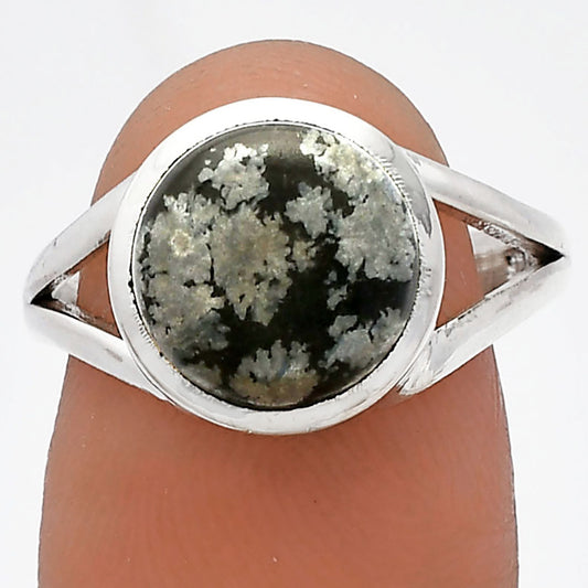 Natural Snow Flake Obsidian Ring size-8 R-1005 SDR230476