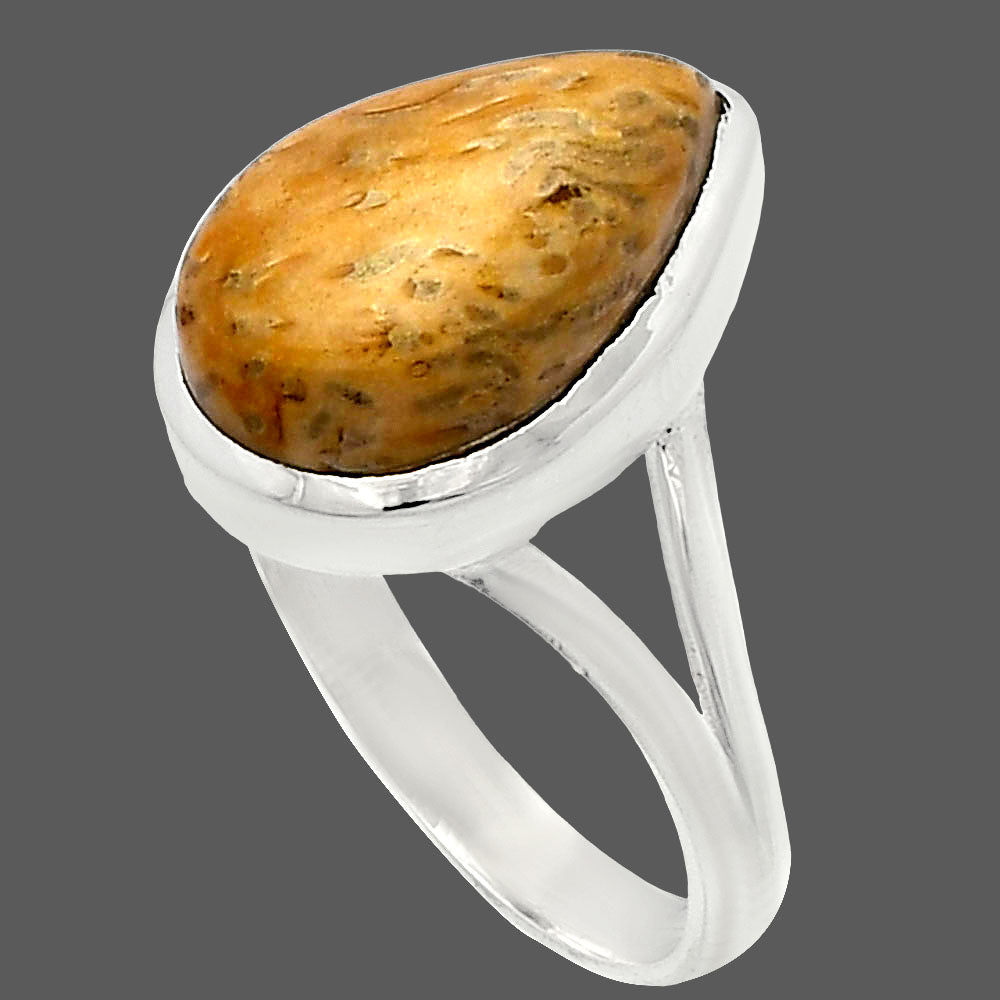 Natural Palm Root Fossil Agate Ring size-9.5 R-1005 SDR230550