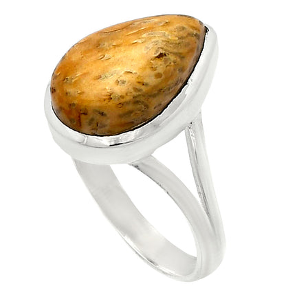 Natural Palm Root Fossil Agate Ring size-9.5 R-1005 SDR230550