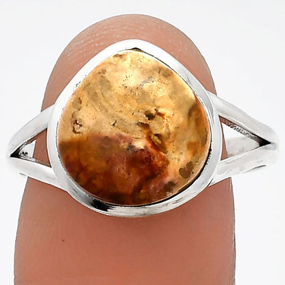 Natural Palm Root Fossil Agate Ring size-9.5 R-1005 SDR230576
