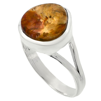 Natural Palm Root Fossil Agate Ring size-9.5 R-1005 SDR230576