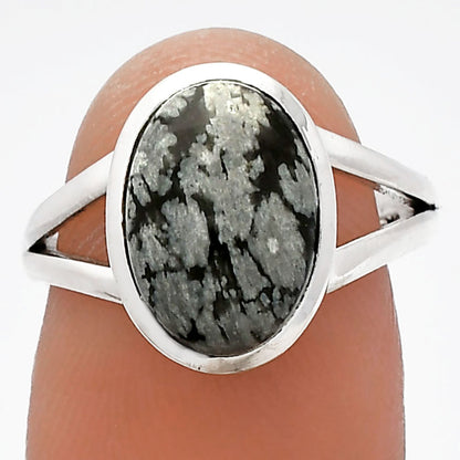 Natural Snow Flake Obsidian Ring size-7 R-1005 SDR230589