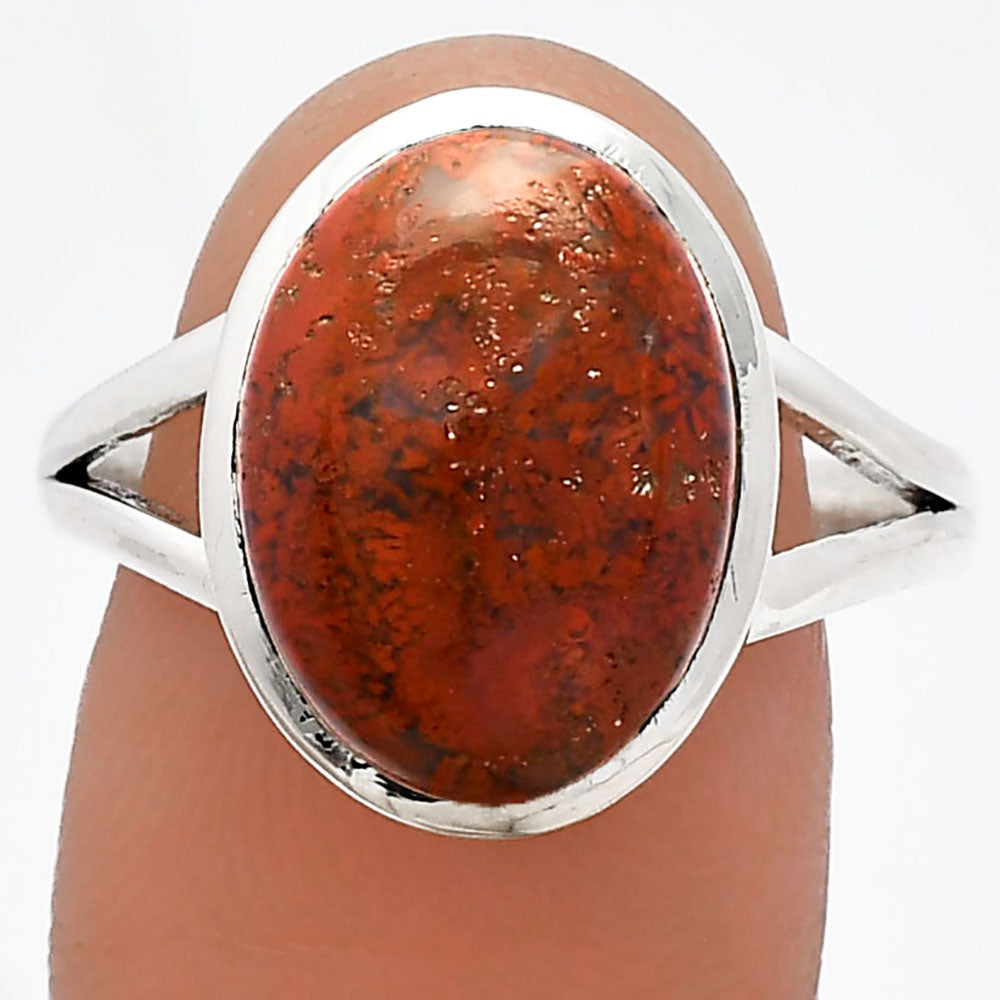 Natural Red Moss Agate Ring size-9.5 R-1005 SDR230617