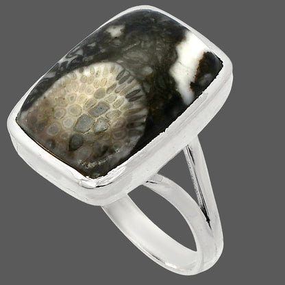 Natural Mexican Cabbing Fossil Ring size-9.5 R-1005 SDR230678