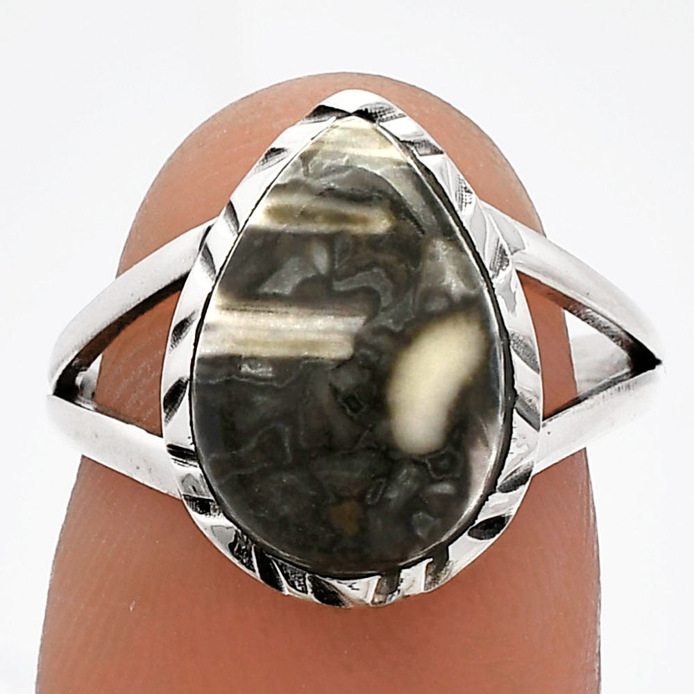 Natural Mexican Cabbing Fossil Ring size-7 R-1074 SDR230823