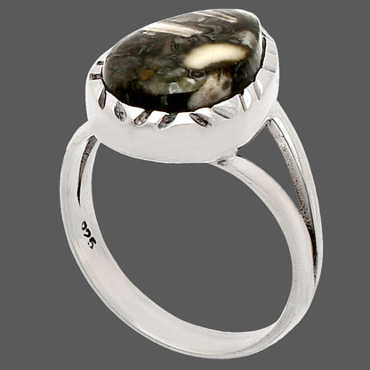 Natural Mexican Cabbing Fossil Ring size-7 R-1074 SDR230823