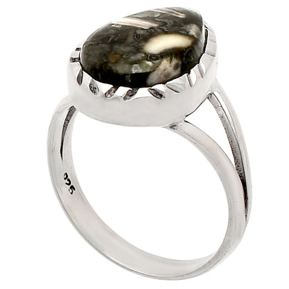 Natural Mexican Cabbing Fossil Ring size-7 R-1074 SDR230823