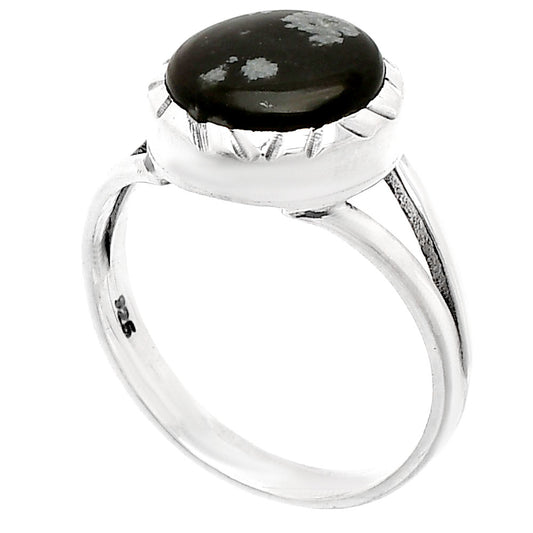 Natural Snow Flake Obsidian Ring size-8 R-1074 SDR230824