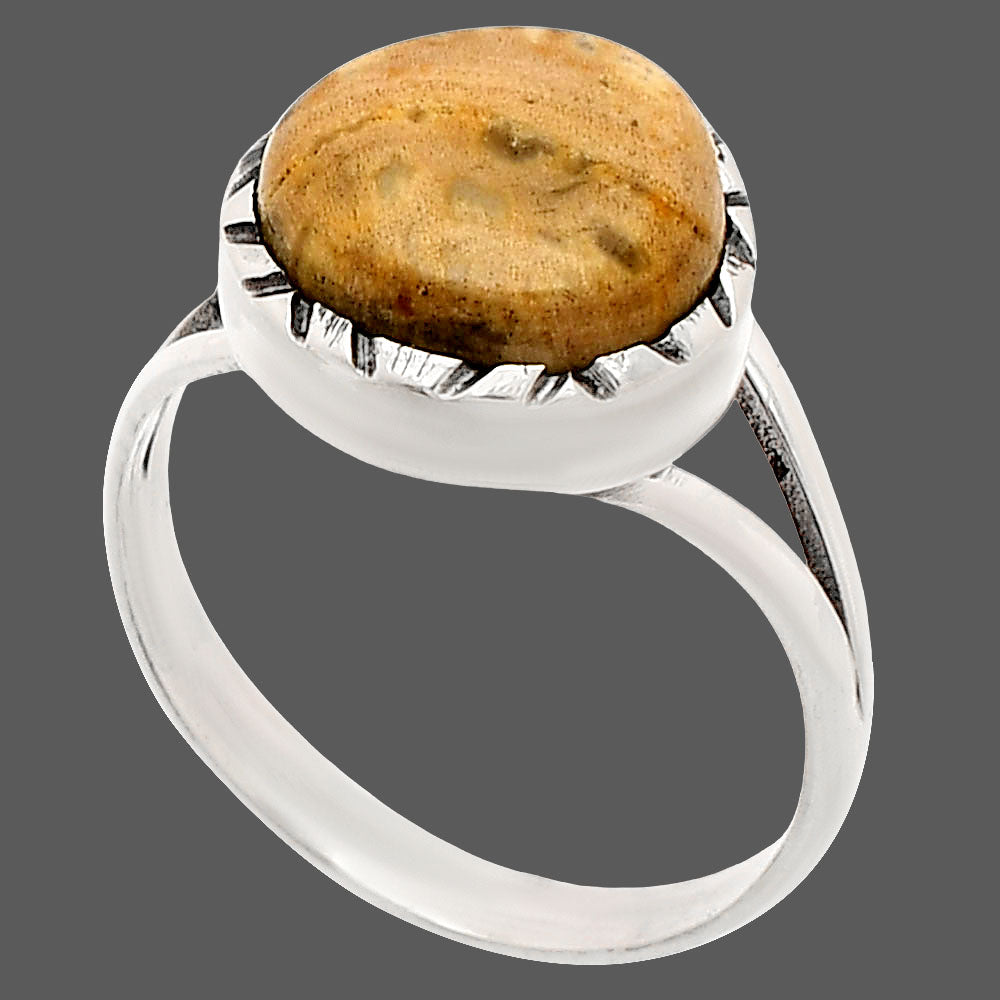 Natural Palm Root Fossil Agate Ring size-10 R-1074 SDR230882