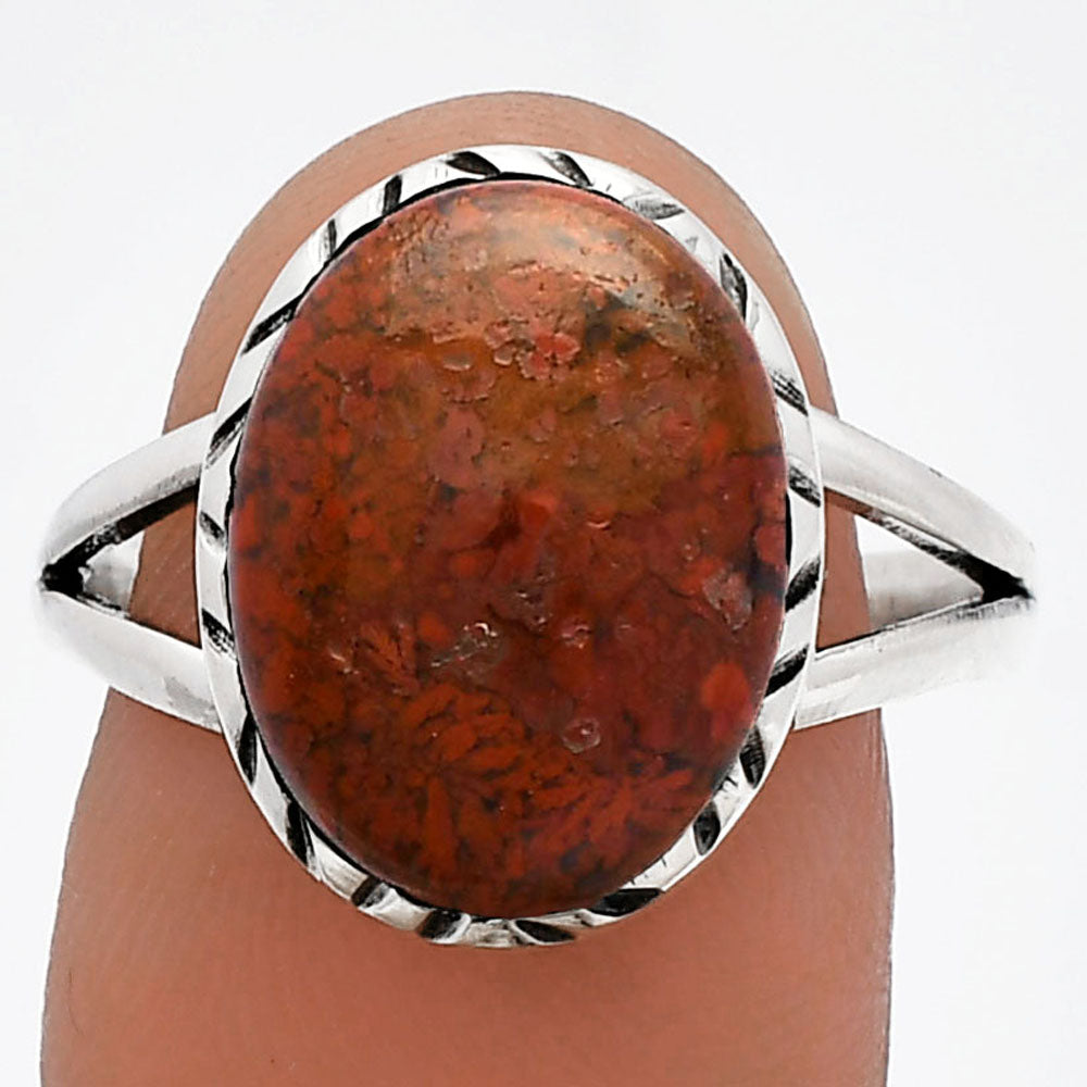 Natural Red Moss Agate Ring size-9 R-1074 SDR230941