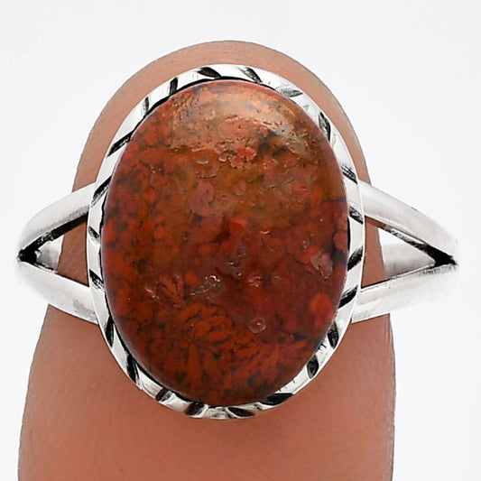 Natural Red Moss Agate Ring size-9 R-1074 SDR230941