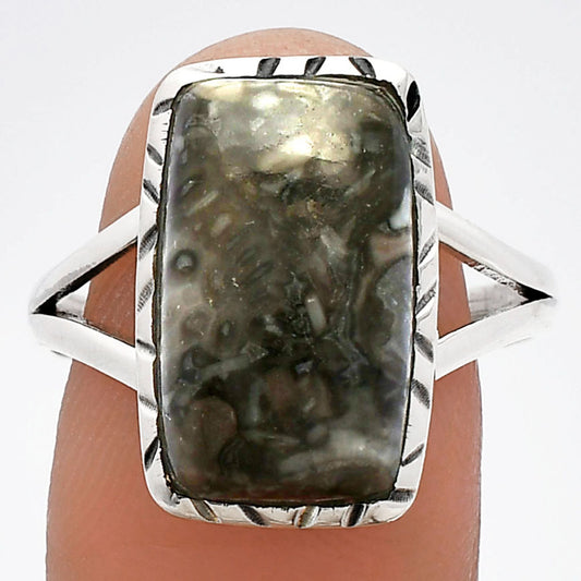 Natural Mexican Cabbing Fossil Ring size-9.5 R-1074 SDR230982