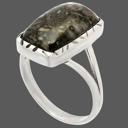 Natural Mexican Cabbing Fossil Ring size-9.5 R-1074 SDR230982