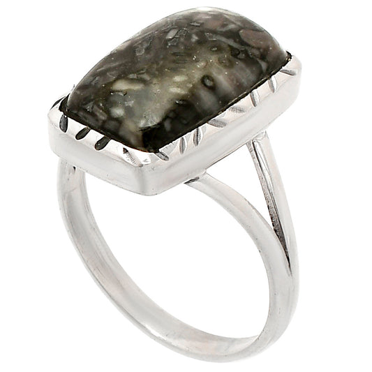 Natural Mexican Cabbing Fossil Ring size-9.5 R-1074 SDR230982