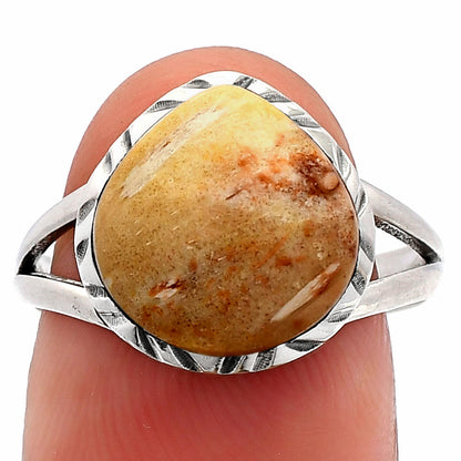 Natural Palm Root Fossil Agate Ring size-8 R-1074 SDR230997
