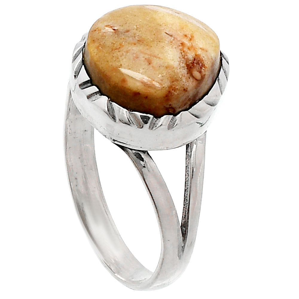 Natural Palm Root Fossil Agate Ring size-8 R-1074 SDR230997