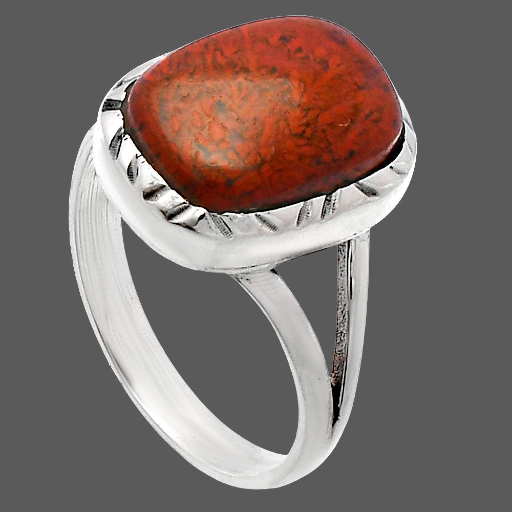 Natural Red Moss Agate Ring size-8 R-1074 SDR231005