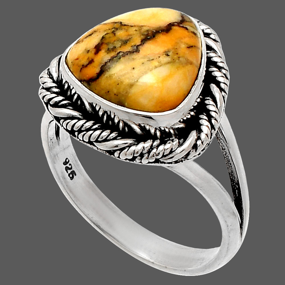 Natural Honey Dendritic Opal Ring size-7 R-1014 SDR231604