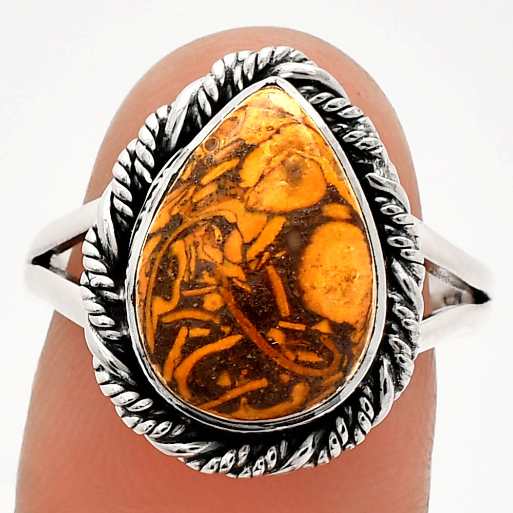Coquina Fossil Jasper - India Ring size-8 R-1014 SDR231633