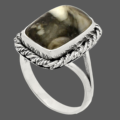 Natural Mexican Cabbing Fossil Ring size-9.5 R-1014 SDR231691
