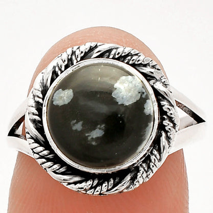 Natural Snow Flake Obsidian Ring size-7 R-1014 SDR231712