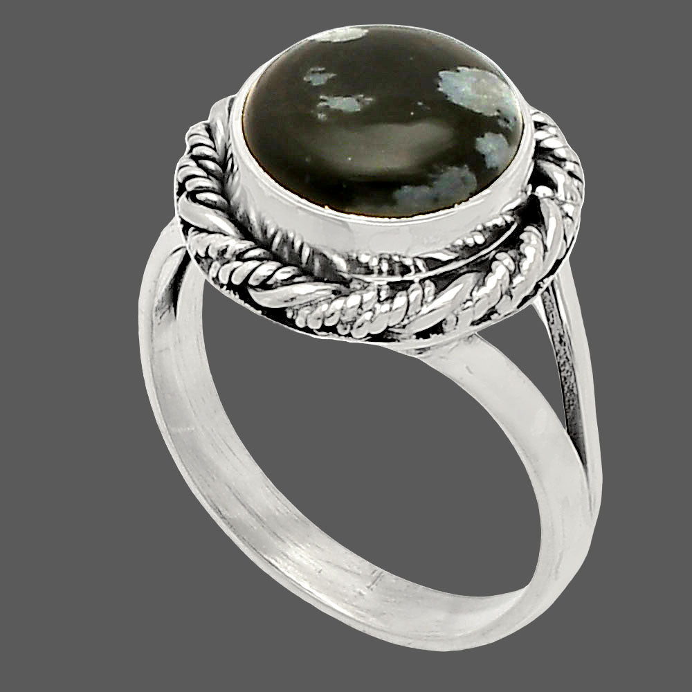 Natural Snow Flake Obsidian Ring size-7 R-1014 SDR231712