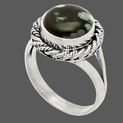 Natural Snow Flake Obsidian Ring size-7 R-1014 SDR231712