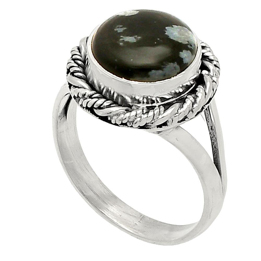 Natural Snow Flake Obsidian Ring size-7 R-1014 SDR231712