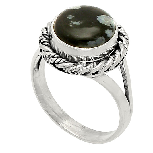 Natural Snow Flake Obsidian Ring size-7 R-1014 SDR231712