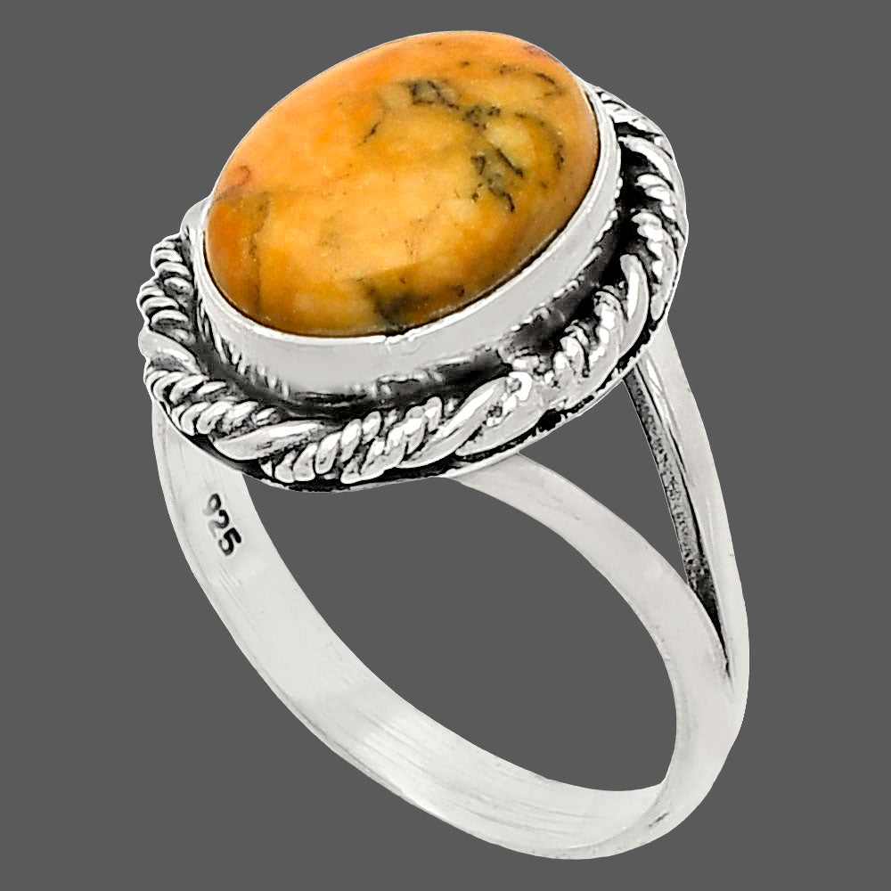 Natural Honey Dendritic Opal Ring size-8 R-1014 SDR231732