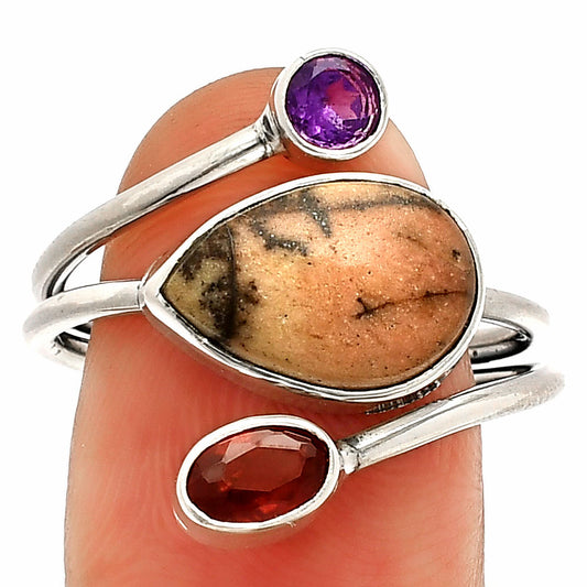 Outback Jasper, Garnet & Amethyst Ring size-9.5 R-1209 SDR232020