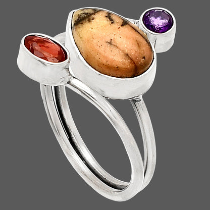 Outback Jasper, Garnet & Amethyst Ring size-9.5 R-1209 SDR232020