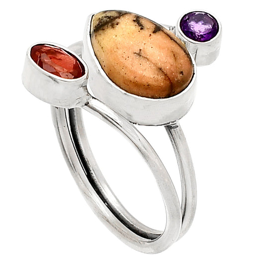 Outback Jasper, Garnet & Amethyst Ring size-9.5 R-1209 SDR232020
