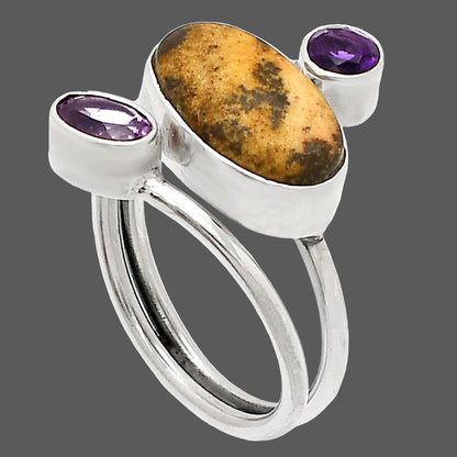 Natural Outback Jasper & Amethyst Ring size-7 R-1209 SDR232039