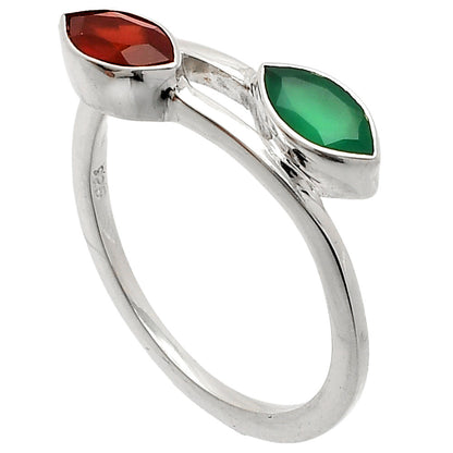 Natural Green Onyx & Garnet Ring size-9.5 R-1235 SDR232198