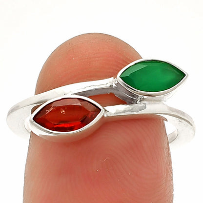Hessonite Garnet & Green Onyx Ring size-8 R-1235 SDR232235