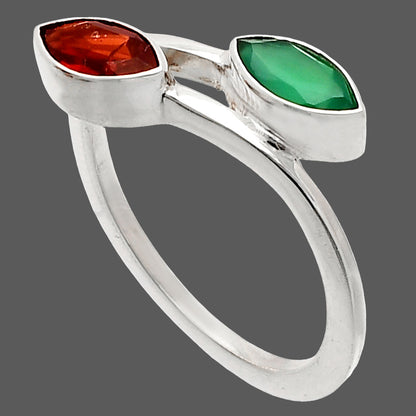 Hessonite Garnet & Green Onyx Ring size-8 R-1235 SDR232235