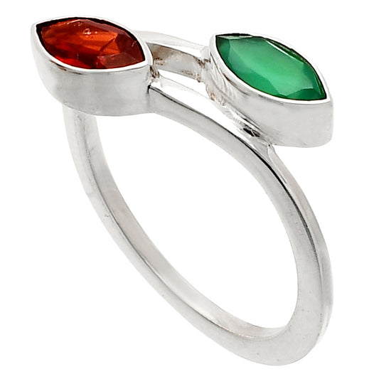 Hessonite Garnet & Green Onyx Ring size-8 R-1235 SDR232235