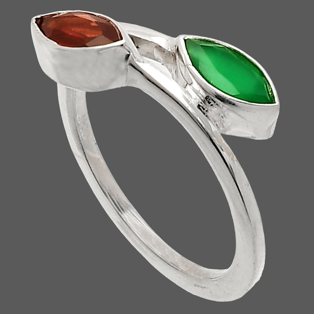 Hessonite Garnet & Green Onyx Ring size-7 R-1235 SDR232240
