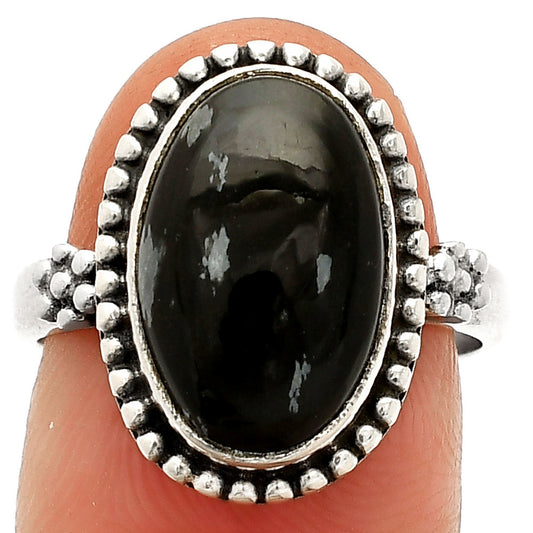 Natural Snow Flake Obsidian Ring size-7.5 R-1071 SDR232548