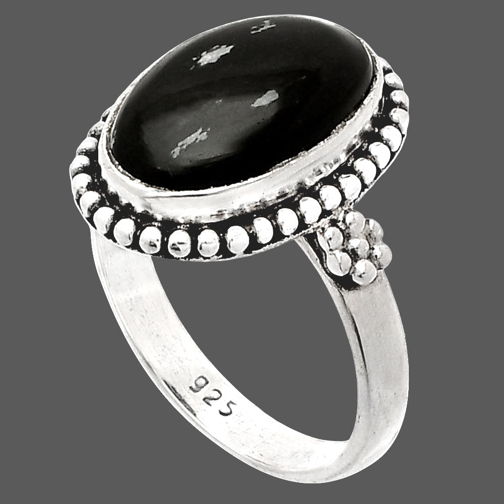 Natural Snow Flake Obsidian Ring size-7.5 R-1071 SDR232548