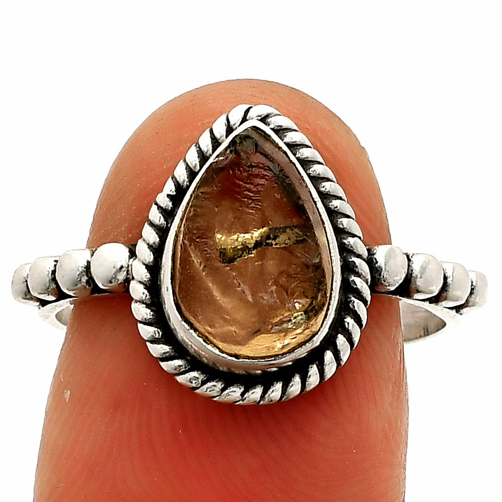 Natural Yellow Scapolite Rough Ring size-8.5 R-1252 SDR232608