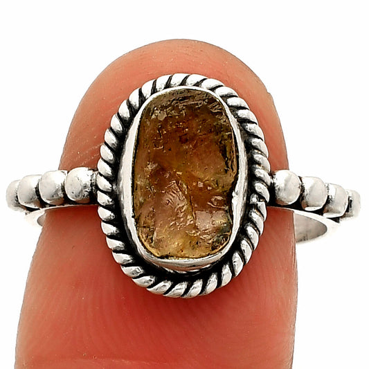 Natural Yellow Scapolite Rough Ring size-8 R-1252 SDR232611